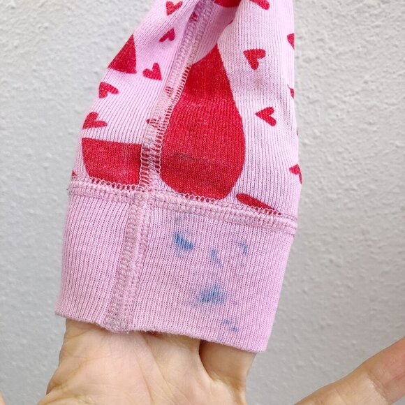 HANNA ANDERSSON Kids Long John Pajama Set In Organic Cotton Hearts Print Size 5 - Picture 5 of 16
